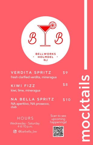 Bar Bella Spring/Summer 2026 Menu