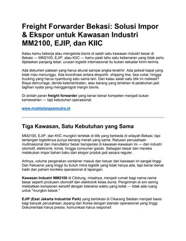 Freight Forwarder Bekasi MUKTI ELANG SAMUDRA