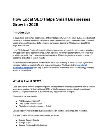 How Local SEO Helps Small Businesses Grow in 2026