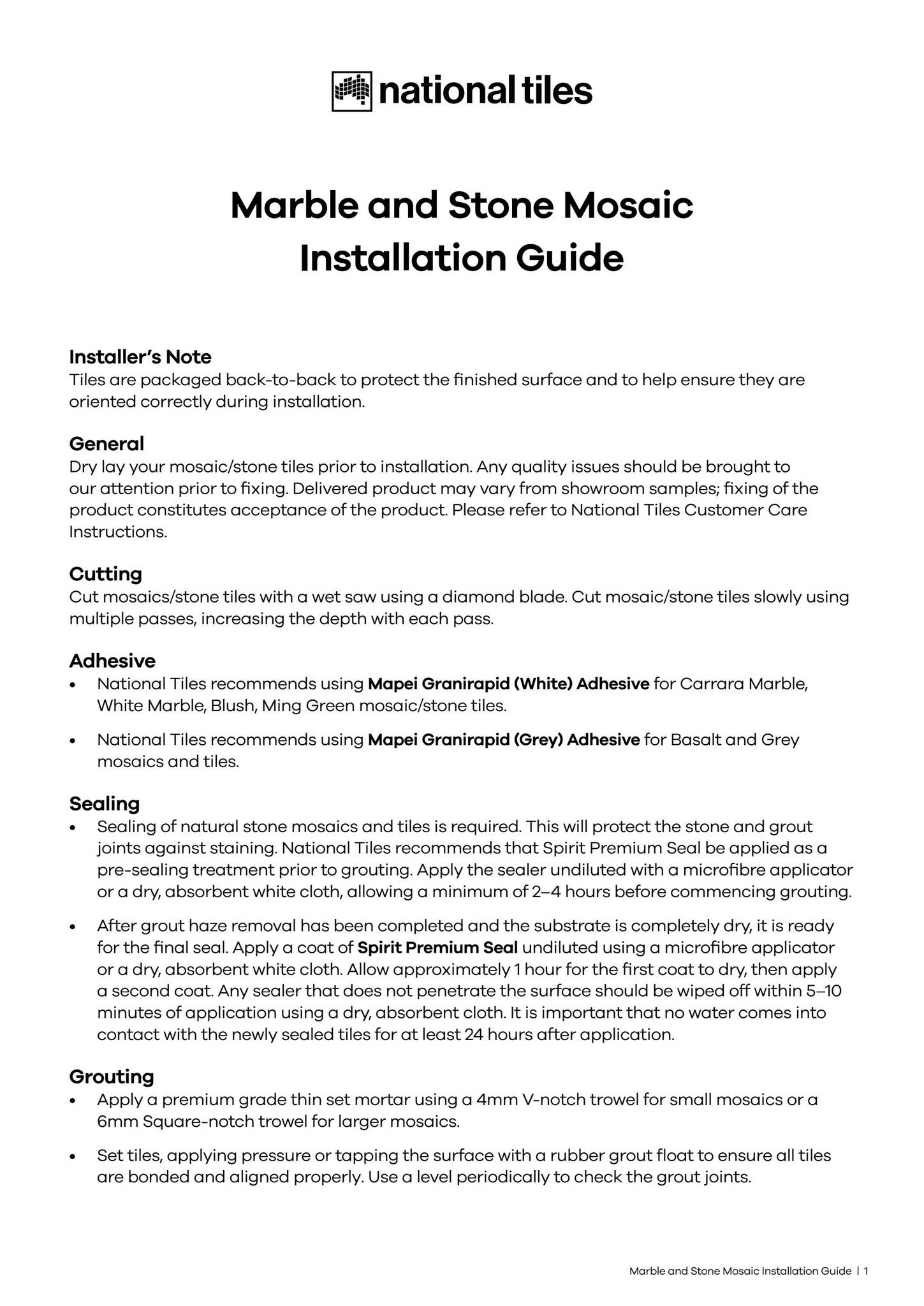 Marble Layout. Install Marble & Stone Mosaic Installation Guide by nationaltiles - Issuu