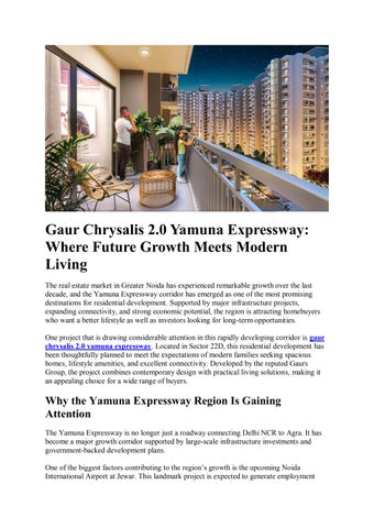 Gaur Chrysalis 2.0 Yamuna Expressway: Where Future Growth Meets Modern Living