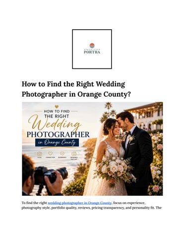 How to Find the Right Wedding Photographer in Orange County_