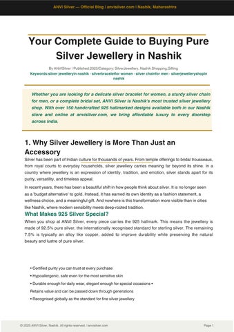 Best Silver Jewellery Store in Nashik | ANVI Silver