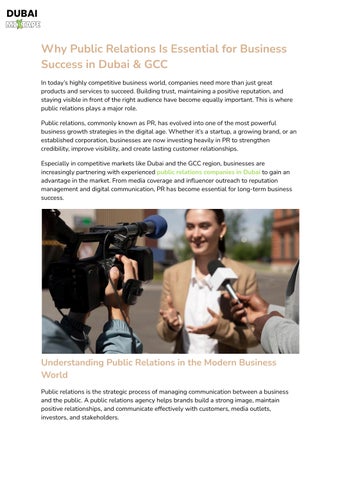Why Public Relations Is Essential for Business Success in Dubai & GCC