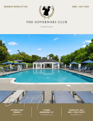 The Governors Club Newsletter June & July 2026
