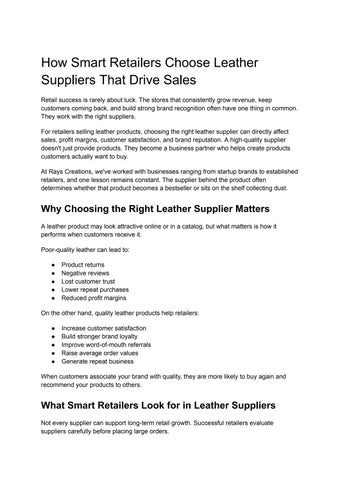 How Smart Retailers Choose Leather Suppliers That Drive Sales