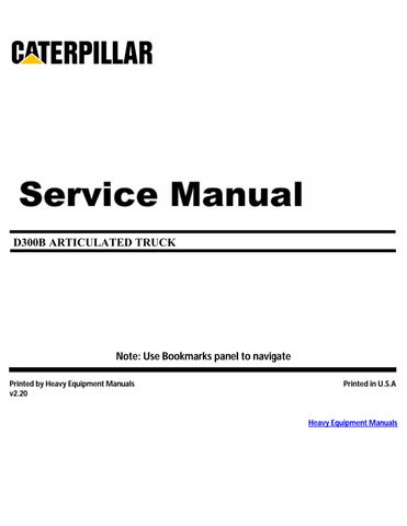 Caterpillar D300B Articulated Truck Service Manual