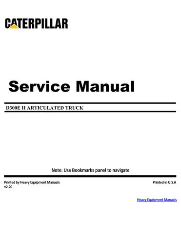 Caterpillar D300E II Articulated Truck Service Manual