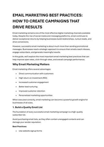 Email Marketing Best Practices: 10 Proven Ways to Improve Campaign Performance