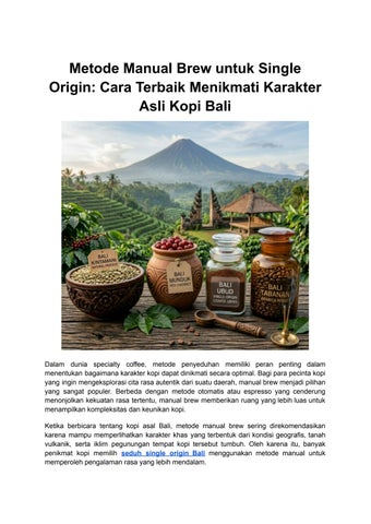 Metode Manual Brew untuk Single Origin_ Cara Terbaik Menikmati Karakter Asli Kopi Bali