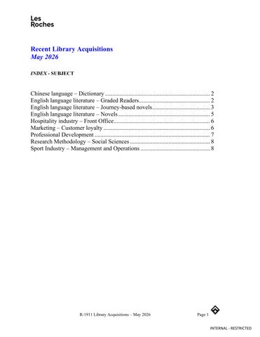Library Acquisitions - May 2026