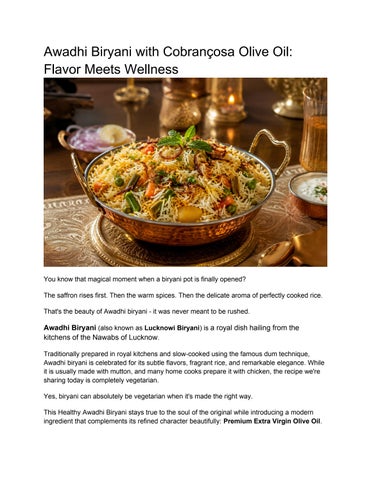The Royal Finish_ Healthy Awadhi Biryani Recipe with Cobrançosa Extra Virgin Olive Oil
