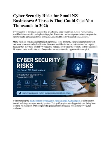 Cyber Security Risks for Small NZ Businesses