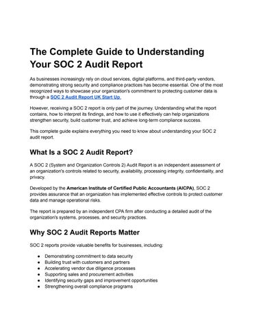 The Complete Guide to Understanding Your SOC 2 Audit Report