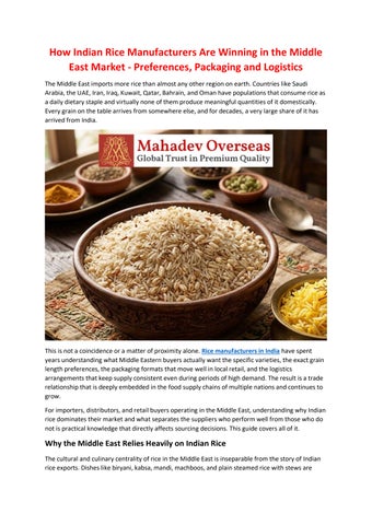 How Indian Rice Manufacturers Are Winning in the Middle East Market