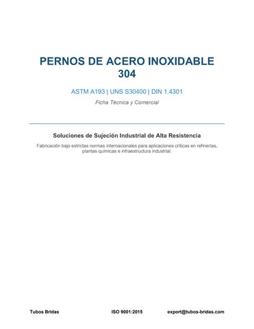 Pernos Acero Inoxidable 304