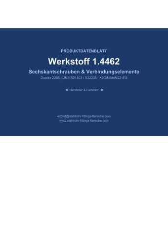 Werkstoff 1.4462 Sechskantschraube Produktdatenblatt