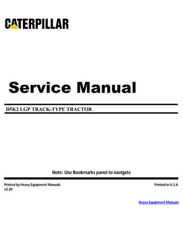 Caterpillar D5K2 LGP Track-type Tractor Service Manual