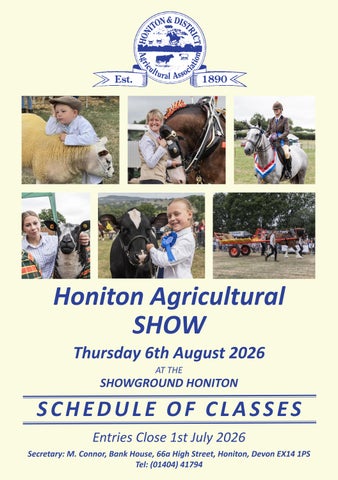 Honiton Agricultural Show Schedule 2026