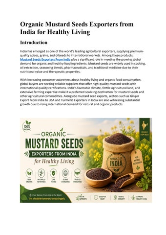 Organic Mustard Seeds Exporters from India for Healthy Living