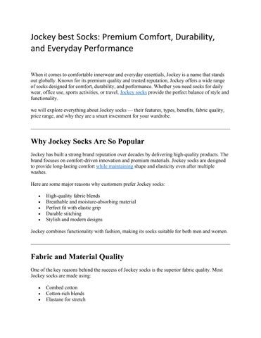 Best Jockey Socks for Men and Women – Comfort and Everyday Performance