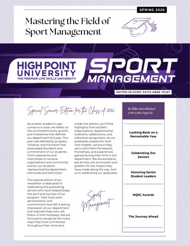 Mastering the Field of Sport Management - Spring 2026 - Senior Edition
