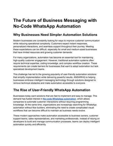 No-code WhatsApp automation
