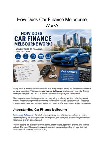 How Does Car Finance Melbourne Work