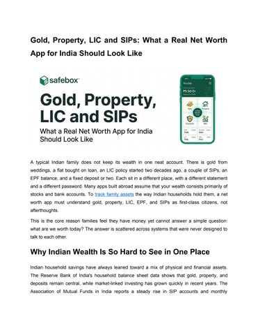 Gold, Property, LIC and SIPs What a Real Net Worth App for India Should Look Like