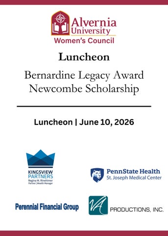 2026 Bernardine Legacy Award Program book