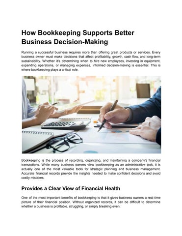 How Bookkeeping Supports Better Business Decision-Making