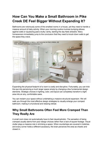 How Can You Make a Small Bathroom in Pike Creek DE Feel Bigger Without Expanding It
