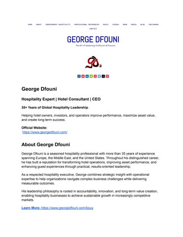 George Dfouni - Global Hospitality Leader & Hotel Consultant