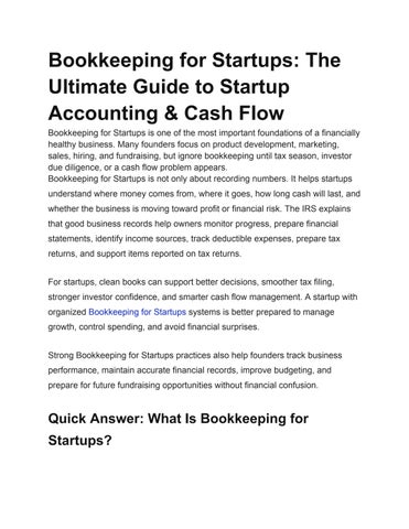 Bookkeeping for Startups: The Ultimate Guide to Startup Accounting & Cash Flow