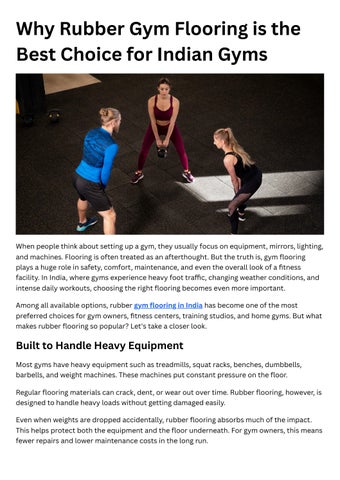 Why Rubber Gym Flooring is the Best Choice for Indian Gyms