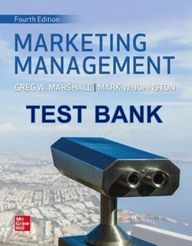Test Bank Marketing Management 4th Edition By Greg Marshall, Mark Johnston