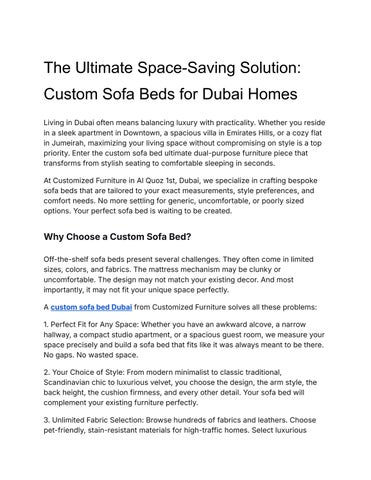 The Ultimate Space-Saving Solution_ Custom Sofa Beds for Dubai Homes