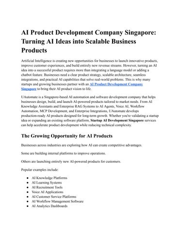 AI Product Development Company Singapore_ Turning AI Ideas into Scalable Business Products
