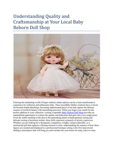 Understanding Quality and Craftsmanship at Your Local Baby Reborn Doll Shop