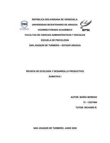 Revista de ecologia y desarrollo productivo