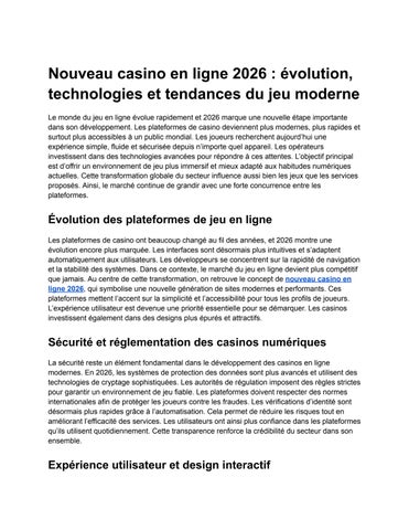 nouveau casino en ligne 2026