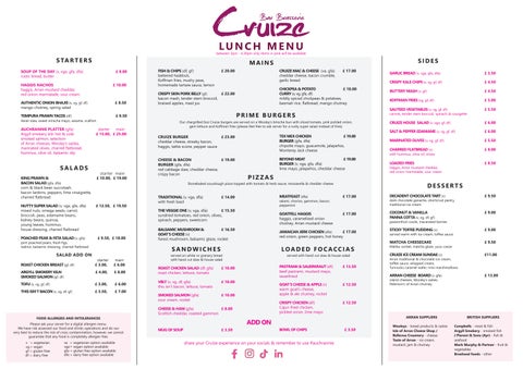 Cruize Menus 2026