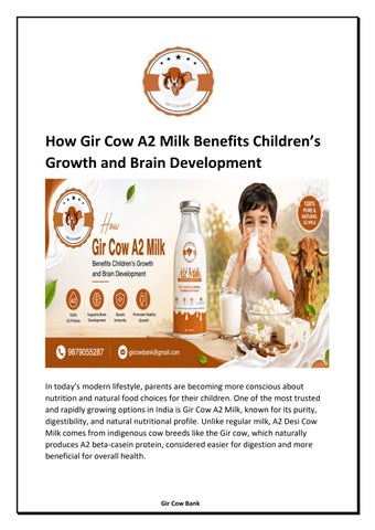 How Gir Cow A2 Milk Benefits Children’s Growth and Brain Development