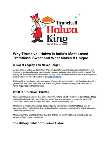 Why Tirunelveli Halwa Is India’s Most Loved Traditional Sweet and What Makes It Unique