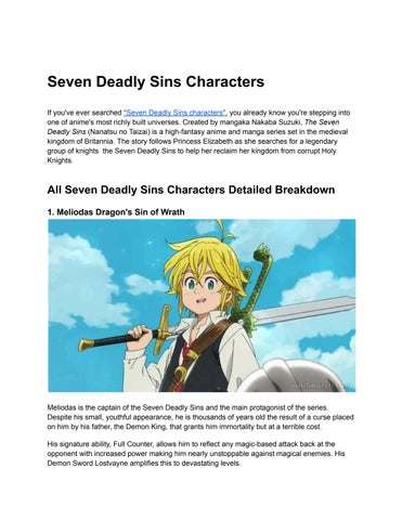 Seven Deadly Sins Characters