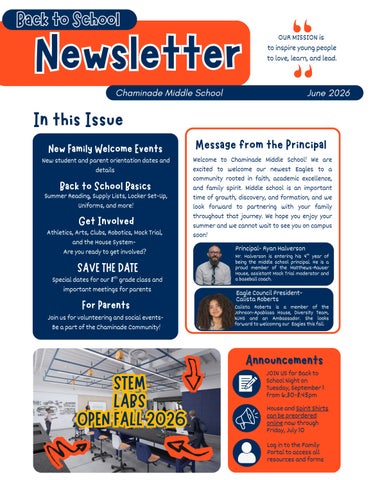 Middle School Summer Newsletter 26-27