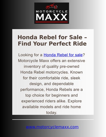 Find the Right Honda Rebel for Sale for Every Ride