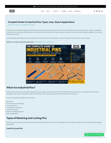 Industrial Pins Complete Guide to Types, Uses & Applications