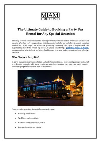 The Ultimate Guide to Booking a Party Bus Rental for Any Special Occasion