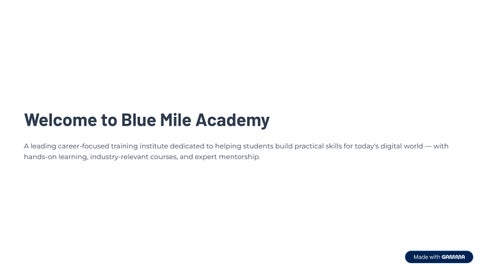 Blue Mile Academy – Industry-Focused Training & Career Development